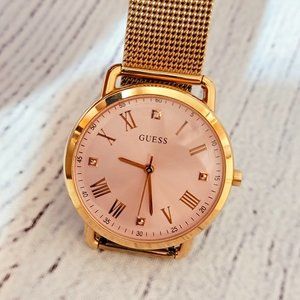 Guess Rose Gold Tone Stainless Steel/Mesh Watch
